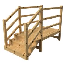 Milano Außentreppe 3 Geschlossene Stufen H54 Cm - Podest L189 X B120 Cm - Treppengeländer Links Und Rechts - Podestgeländer Links Und Rechts