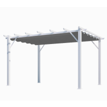 Pergola Foresta Gazebo In Alluminio Colore Bianco Con Telo Retrattile Grigio 140g/mq, Dimensioni 400x300x230h - Foresta