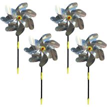 Briday - Bird Scarer Decoration, 4 Pieces Reflective Windmill, Anti-bird Windmill, Scarecrow Windmill To Protect And Decorate Garden, Farm, Orchard, 