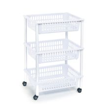 Verdulero con ruedas 3 pisos blanco – Plástico de alta resistencia – 40 x 30 x 61,5 cm