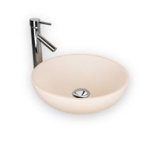 Ambra Boléa Aufsatzwaschbecken 30/40 cm – Mattrosa-Beige – Mineralharz – 3 kg – 2 Jahre Garantie