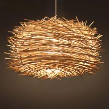 Vintage-kronleuchter Aus Rattan In Form Eines Vogelnestes Mit E27-fassung, Gefertigt Aus Natürlichem Bambus, Ideal Für Wohnzimmer, Schlafzimmer, 