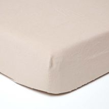 Homescapes - Leinen Spannbettlaken Extra Hoch Beige, 137 X 191 Cm