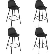 Klihome - 4x Taburetes De Cocina, Taburetes De Bar, Taburetes Altos Para Cocina, Comedor, Estudio, En Terciopelo + Metal, Negro