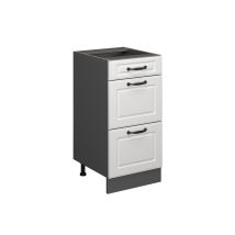 Mobiletto Base Per Cucina R-line, Bianco Casa Di Campagna, 40 Cm Con Cassetti, Senza Piano Di Lavoro Vicco