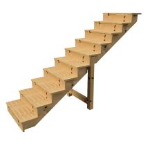 Escalier Extérieur En Bois 10 Marches H 173cm L 80cm – Contremarche Incluse – Bois Autoclave Classe 4 Pour Durabilité - L-80cm