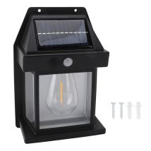 Solar Sensor Motion Wall Lights Waterproof Weather Resistant 3 Speed Adjustable Cordless Solar Wall Lamps Porch Lanterns Black