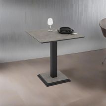 Tavolo Quadrato Con Gamba In Metallo 68x75h Cm Colore Grigio Cemento Carvel