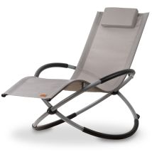 Campfeuer Relaxliege, Grau, Gartenliege Klappbar Sonnenliege Gartenstuhl Schaukelsessel Schwungliege