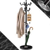 Casaria Perchero De Pie Base Mármol 14 Ganchos Giratorio 360° Colgador Metal Ropa Sombrero Abrigos 175x37x37cm Blanco O Negro Black (en)