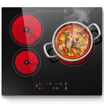 Plaque Vitrocéramique 3 Feux,encastrable,5400w,9 Niveaux,fonction De Minuterie,pour Toutes Les Casseroles