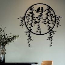 Decorazione Murale In Metallo Nero, 45x44 Cm, Per Soggiorno O Ingresso In Stile Contemporaneo