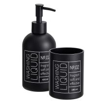 Distributeur De Savon En Verre Et Gobelet À Brosses À Dents Onyx