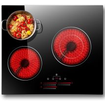 Noxton - Plaque De Cuisson Autonome De 60 Cm Avec Zones De Cuisson À Double Anneau, Vitrocéramique, 3 Plaques, 5500 W, 3 Plaques De Cuisson 