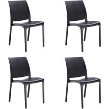 Juego De 4 Sillas Apilables De Resina, Diseño Italiano, Para Interior Y Exterior, Sofia Negra