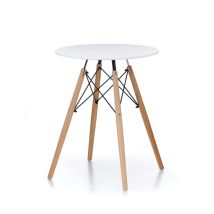AGA24 Esstisch rund 60 cm – Küchentisch aus Polypropylen und Buchenholz – skandinavisches Design – Höhe 75 cm