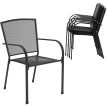 4er-set Terrassenstühle, Stapelbare Terrassenstühle Mit Armlehnen Und Atmungsaktivem Metallgewebe, 4er-pack Bistro-stühle Für Outdoor-ess-set - 
