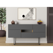Sideboard 145x82 H Cm Anthrazitgrau Und Helle Eiche Mit Zwei Türen Und Zwei Schubladen – Frosolone