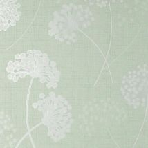 Fine Decor - Grace Allium Green Silver Wallpaper Floral Metallic Textured Vinyl