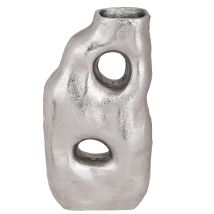 Living Metallvase Tadoussac, Elegante Deko Vase, Organisch Geformte Dekovase Für Wohnzimmer, Blumenvase Handmade Aus Metall In Nickel, Tischdeko 13,5 