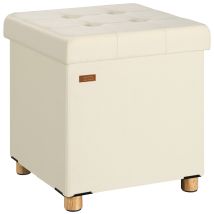 Pouf Sgabello 38x38cm Portaoggetti In Velluto Pieghevole Beige (de) - Casaria