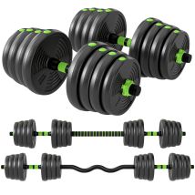 Sportnow Set Manubri Pesi 3 In 1 Da 16 Dischi In Plastica E Sabbia Verde