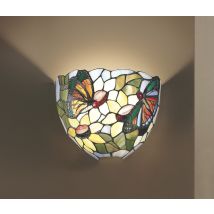 Sunflower Applique Tiffany 25cm Disegno Farfalle 1 Luce Attacco E27