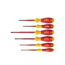 Wiha - Juego De Destornilladores Softfinish Electric Slimfix Ranurados, Pozidriv, De 6 Unid (36455)