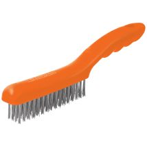 Cepillo de alambre de acero inoxidable – 4 filas – Mango ergonómico – 26 alambres – 0,35 mm – Longitud 27 cm