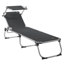Campfeuer - Tumbona Plegable Con Parasol Color Gris Antracita
