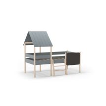 Cama Juvenil Tipo Cabaña Modelo Mario Con Pizarra Acabado Verde Kaki/cera Blanca, 150cm(alto) 110cm(ancho) 202cm(fondo)