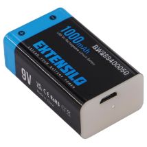 Extensilo 10x Batería De 9 V Compatible Con Daitem Dc270, Dc271, D21, Dc272 (1 Ah, 9 V, Li-ion), Recargable, Ready-to-use, Con Clavija Usb Micro