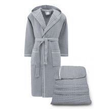 Accappatoio Uomo Donna In Cotone Con Cappuccio, Beeapone Nido D'Ape, Colore Grigio Chiaro, Asciugatura Rapida, Morbido S