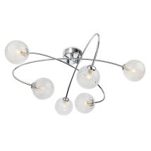 Firstlight Atom Plafonnier Encastré Atom 6 Lumières Chromé Avec Verre Décoratif Transparent 6xg9