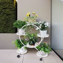 Unho - Tagère À Fleurs Support Porte Pot De Plantes En Fer 6 Tablettes 4 Niveaux Présentoire Polyvalent Balcon/maison/bureau/terrasse - Blanc