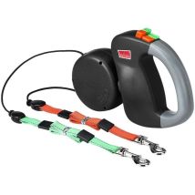 Einziehbare Doppelleine Für 2 Hunde – Länge 3 M – Material: Nylon Und Abs – 360° Verwicklungsfrei – Grau – Jormfte