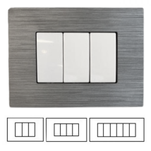 Tot - Placche Compatibili Con Supporti Bticino Matix In Tecnopolimero Effetto Spazzolato 3 4 6 Moduli Posti Slt20 - 6 Posti-platino