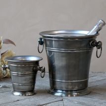 Seau à champagne argenté – 16x20x18cm – Type d'accessoire de bar et vin – Chic Antique