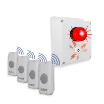 Kit Sos Avancé Sans-fil Panique Sirène + Flash Haute-résistance 800m 4 Boutons Simples Autonomes Sur Piles (protect 800)