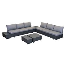 6-teilige Eck-lounge-sitzgruppe Pasadena Aluminium Anthrazit Mit 4 Tischen Loungegruppe - Inko