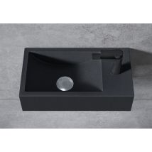 Lavabo Mural Mineral Fundido - 44x22x10cm - Ba18 - Sin Desagüe Ni Tapa, Almacenamiento Recto, Sin Consola, Cuarzo Negro - Bernstein