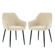 Dining Chairs 2pcs Velvet Kitchen Chairs Upholstered Seat With Backrest And Armrest Office Chair, Beige
