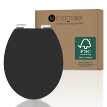 Instmaier - Abattant Wc Ovale En Mdf Noir Avec Frein De Chute