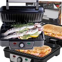 Ms 3050 Parrilla Eléctrica, Plancha Cocina Doble, Contact Grill Apertura 180o Sandwichera Antiadherente 2500w Negro - Mesko