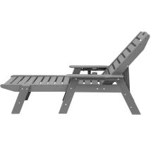 Mophorn Tumbona Ajustable Para Exteriores, Capacidad De 181 Kg, 6 Posiciones De Reclinación, Diseño Duradero De Hdpe Con Respaldo Y Portavasos, Ideal 