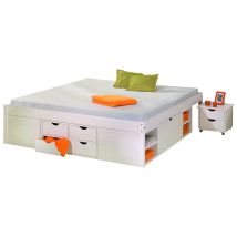 Inter Link - Letto Till+vani Contenitore+comodino 186x209x47,5h Pino Massello
