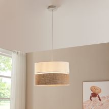 Lámpara Colgante Barton 25xø40 Cm - Blanco/efecto Lino [ Lux.pro