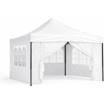 Carpa Plegable 3x3 Metros Patas Negras Incluye Cerramiento Perimetral Gazebo Set Laterales Con 3 Ventanas Y 1 Cerramiento Blanca