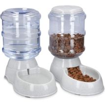 2x Distributore Di Cibo Secco E Acqua - Accessorio Per Gatto E Cane - 2x Ciotole Automatiche Per Cibo - Per Gatto, Cane, Coniglio - Capacità 3,8 L