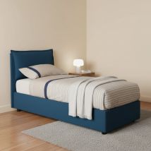 Talamo Italia - Cama Individual Gemma, Cama Contenedor Con Revestimiento De Tela, 100% Made In Italy, Apertura Frontal, Adecuado Para Colchón 80x200 